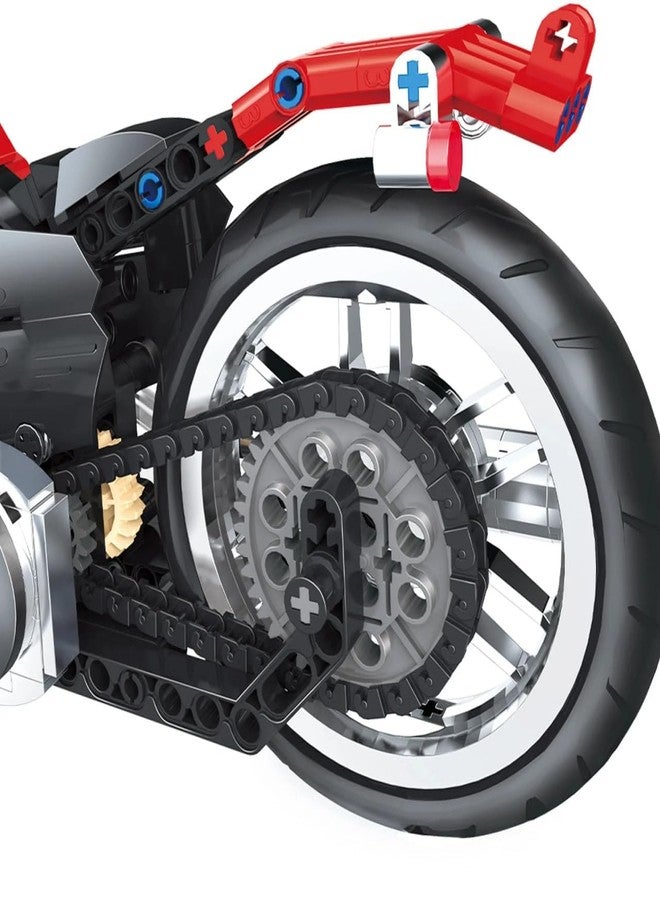 Giptoc Tech-Storm 573 PCS Heavy Chopper Bike Building Blocks Set - DIY Red Motorcycle STEM Kit for Kids 6+ | Educational Mechanical Toy - Image 2